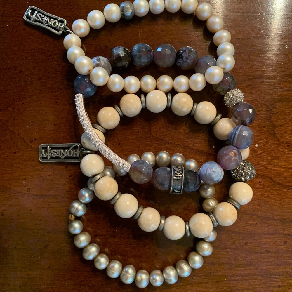 Honesty Set of 3 beaded bracelets. Purple one sold